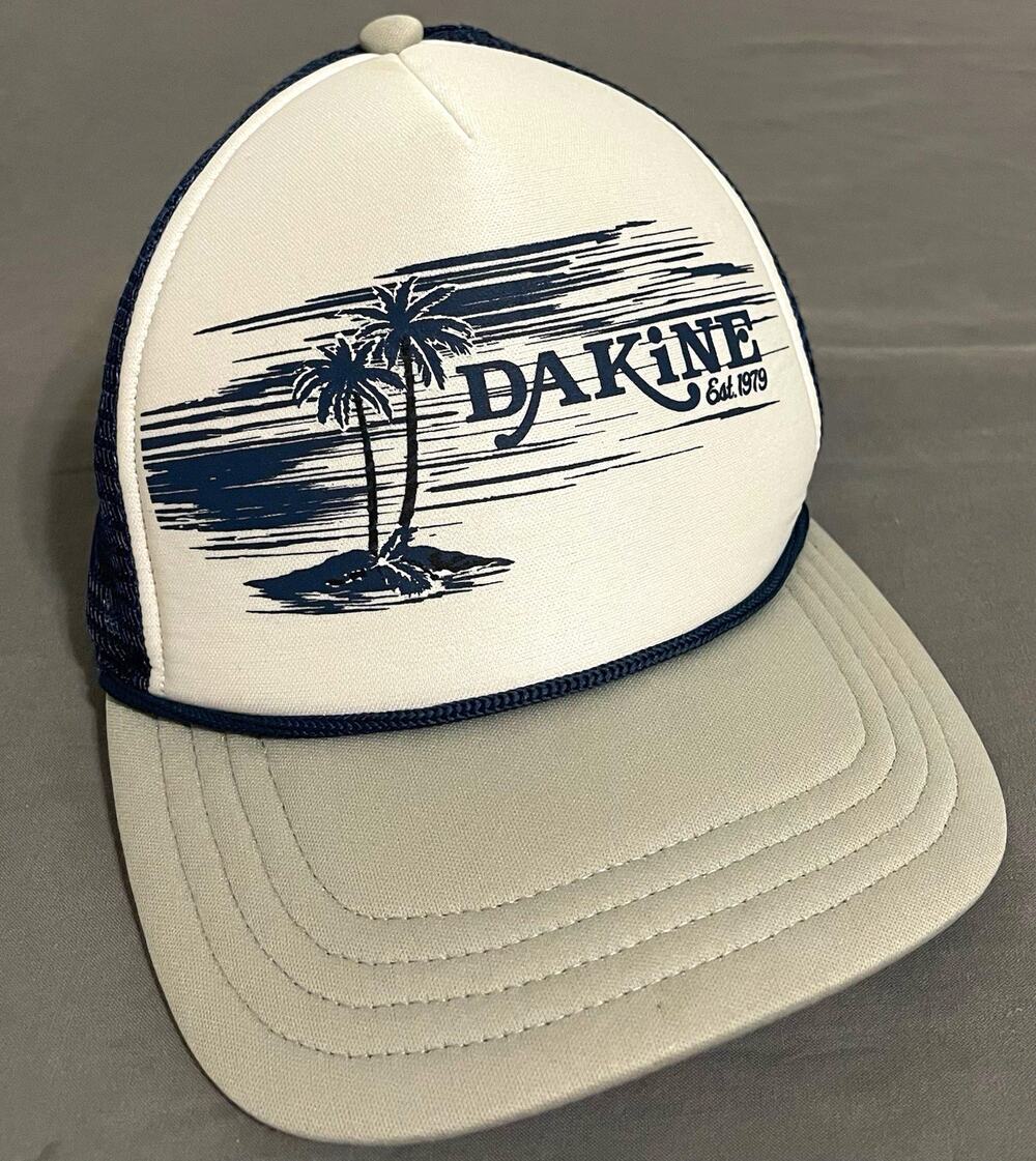 DAKINE White/Navy Trucker Hat Mesh Back Adjustable One Size Beach Graphic